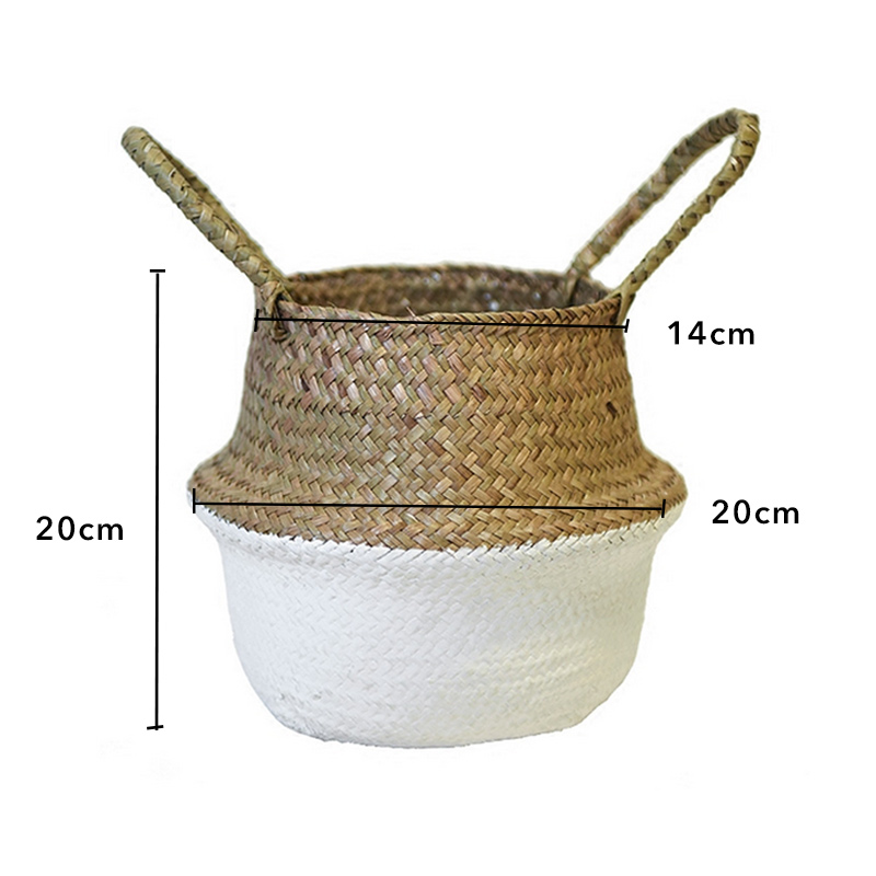 Folding Handmade Storage Basket Decorative Rattan Plant Flower Pot Woven Wicker Belly Laundry Basket Home Decor: 2