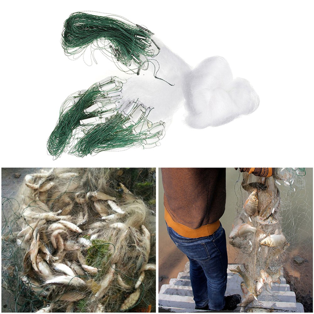 25m 3 Layers Monofilament Fishing Fish Gill Net With Float 5 Types