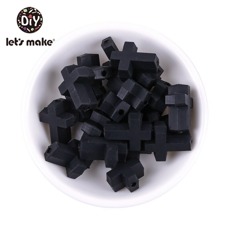 Let's Make-anneau de dentition en Silicone | 50 pièces, petites perles croisées de alimentaire, anneau de dentition de dessin animé, jouet bricolage, perles artisanales pour bébé: 1