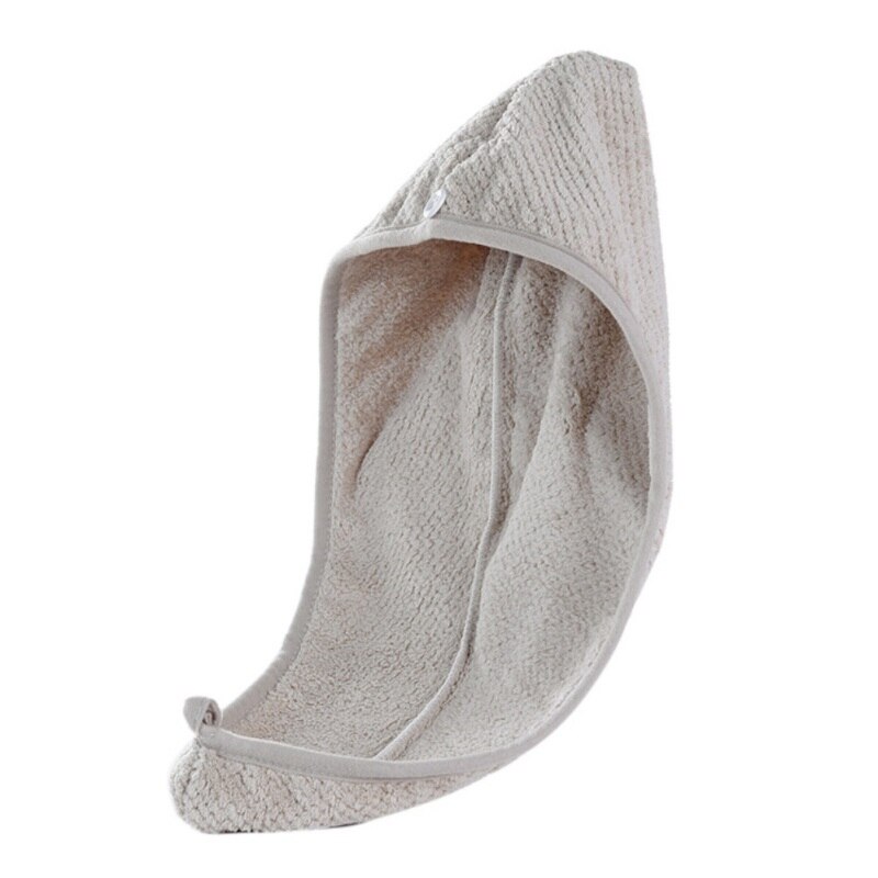 Hårpleje koral fleece hår tørrer håndklæde super absorberende twist hår wrap wrap cap turban hat til krøllet langt og tykt hår: Mørk khaki