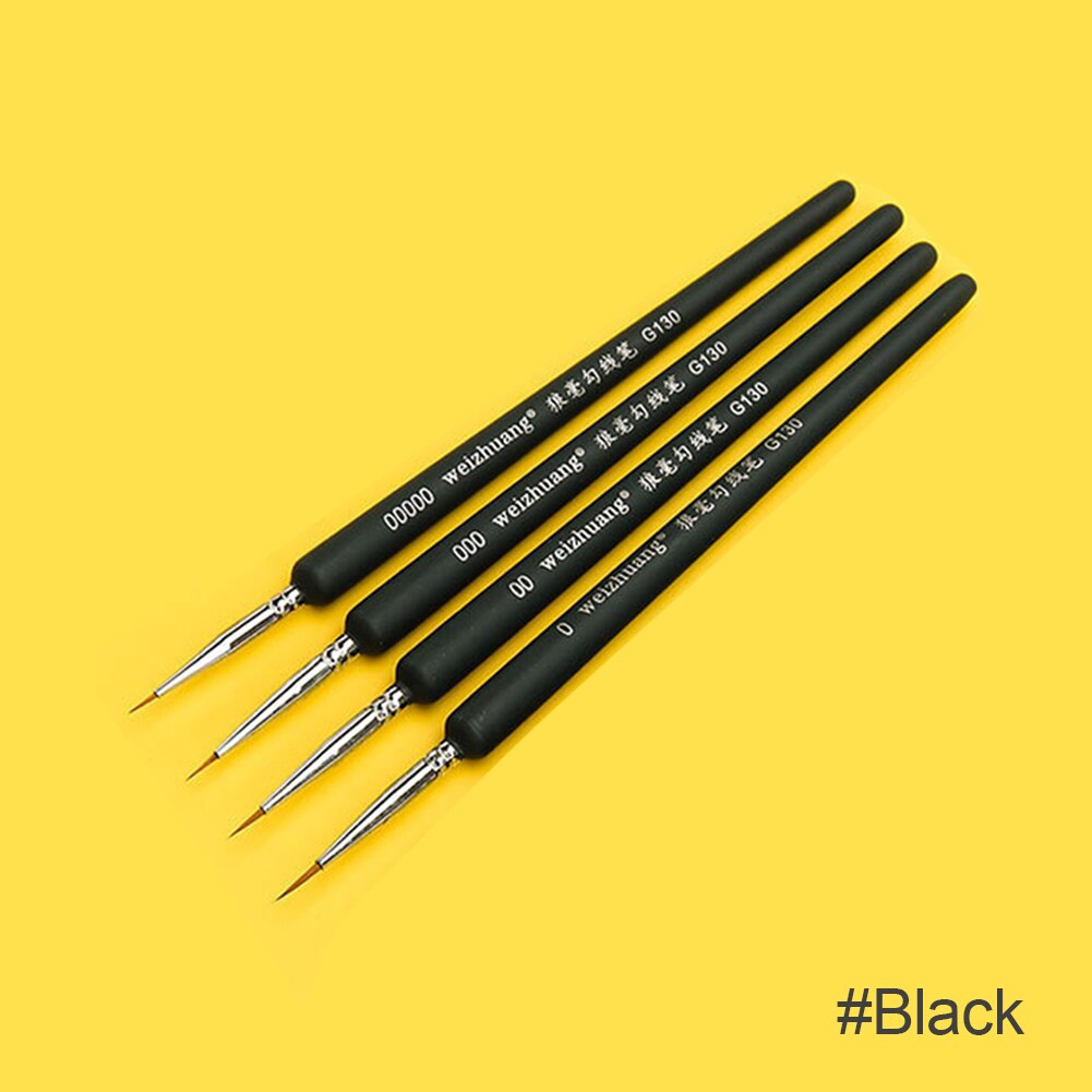 4 Teile/satz Wiesel Haar Aquarell Pinsel Stift Kunst Pinsel Holzgriff Haken Linie Stift für Gouache Öl Acryl malerei: Schwarz