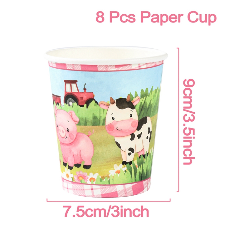 Roze Boerderijdieren Wegwerp Servies Boerderij Thema Verjaardagsfeestje Decor Kinderen 1e Verjaardag Meisje Feestartikelen Baby Shower: Olijf