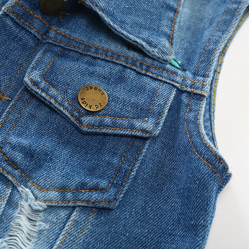 Chaleco vaquero sin mangas para niños y niñas, chaqueta vaquera informal de dibujos animados, para 2-9 años, BC164