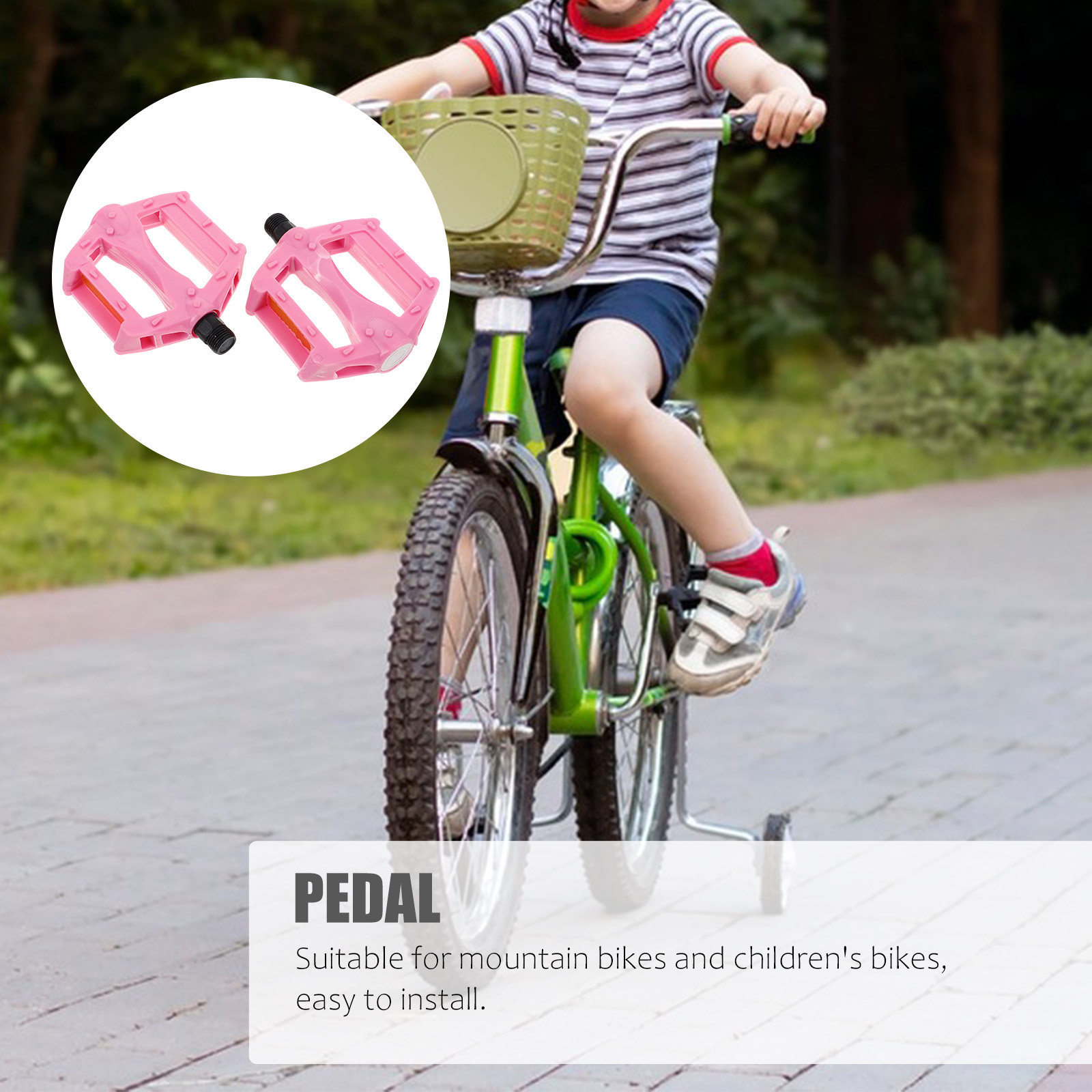 Børnecykelpedaler holdbar plast jern stabil støtte skridsikker kompatibel børn småbørn voksen foldbar pink tilbehør