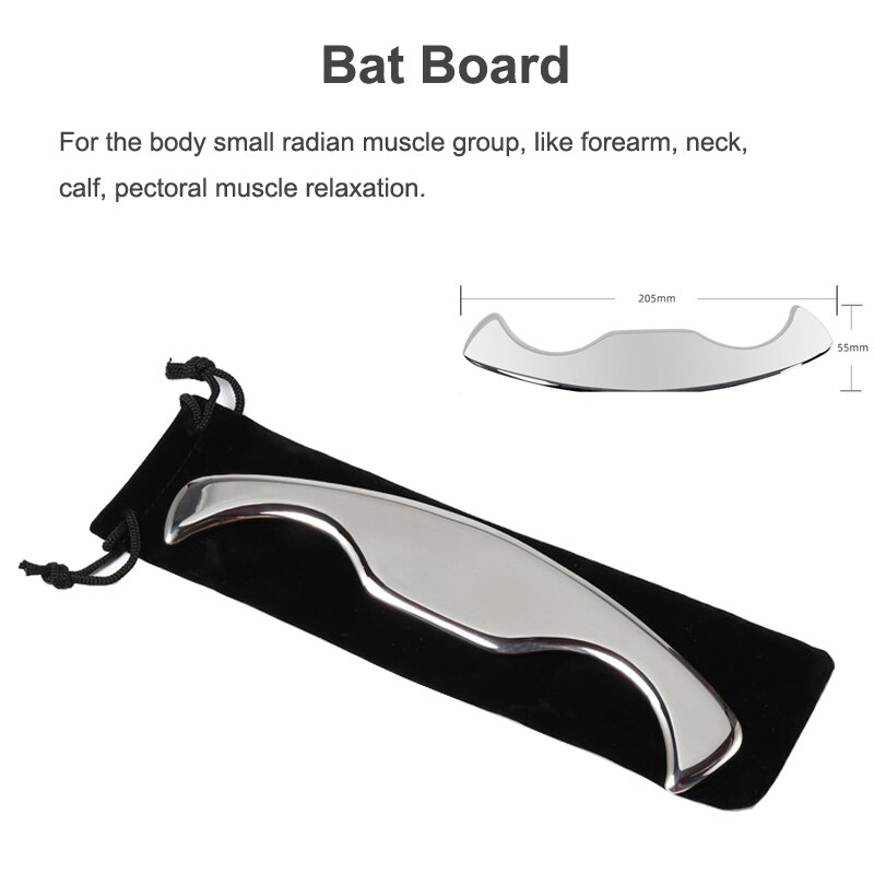 Stainless Steel Scraping Tool Gua Sha Massager Myofascial Knife Muscle Relax For Arm Neck Back Body IASTM Therapy Massage Tools: Bat Board