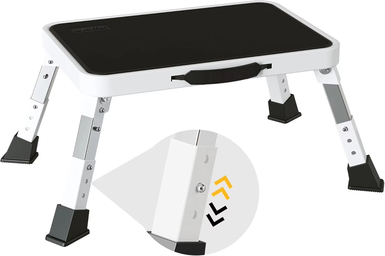 Escabeau pliant réglable à 3 vitesses pour adultes et personnes âgées, escabeau en métal plus sûr, escabeau robuste et stable: WHITE