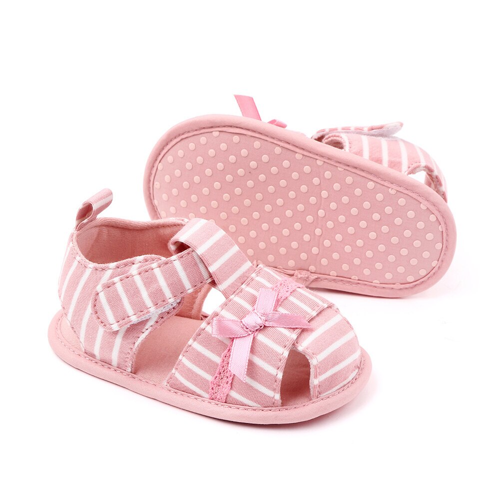 Streifen Bowknot Sommer Comforable Praktische Bequem Stilvolle Weiche Sohle Sandalen Neugeborenen Mädchen Kleinkind Prewalker Flache Schuhe