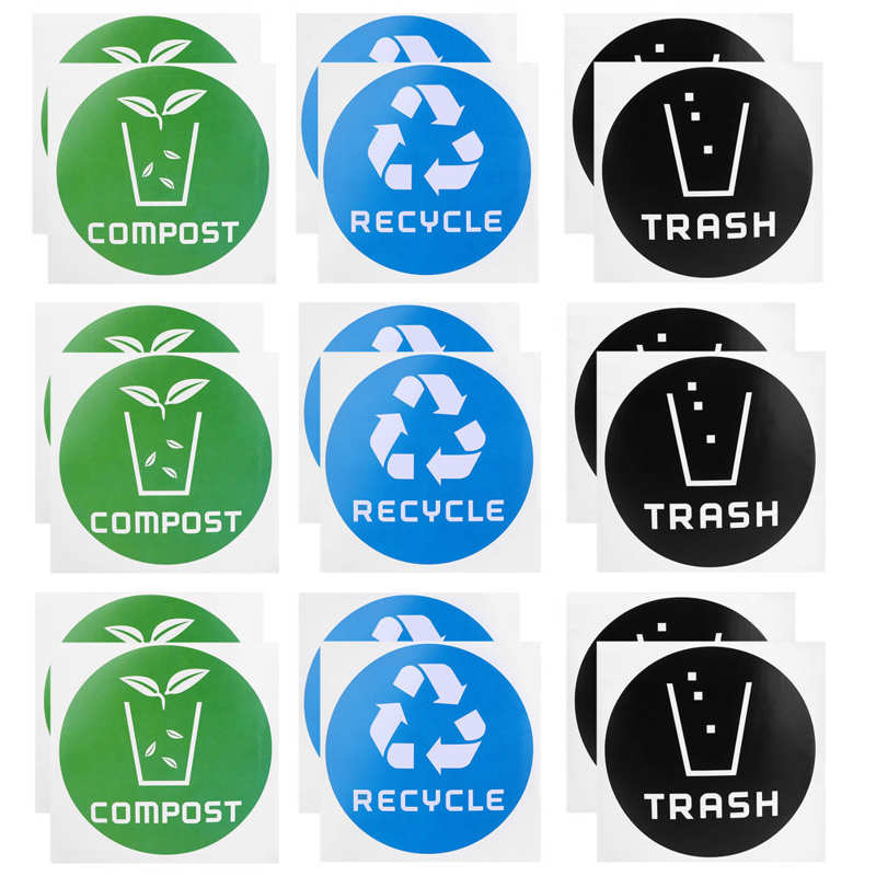 /Set Recycle Sticker Teken Decal Compost Sticker Voor Vuilnisbakken