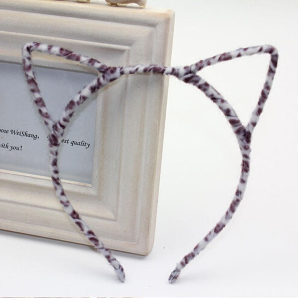 Cat Ear Hair Band Faux Fur Headband Hairbands Fine Hairstyle Decor Furry Hoop Hair Accessories Headwear: Gray leopard