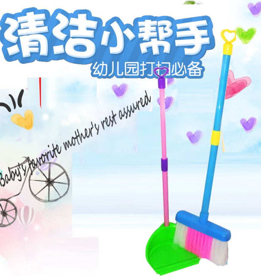 Simulation de maison de jeu pour enfants, Mini brosse de nettoyage éducative, outils de maison, balai, vadrouille, jouet pour ménage: 2 PCS