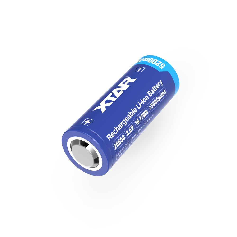 2/4PCS XTAR 26650 Battery 5200mAh Rechargeable Li-ion Battery With Protected Button Top 3.6V Batteries For Flashlights