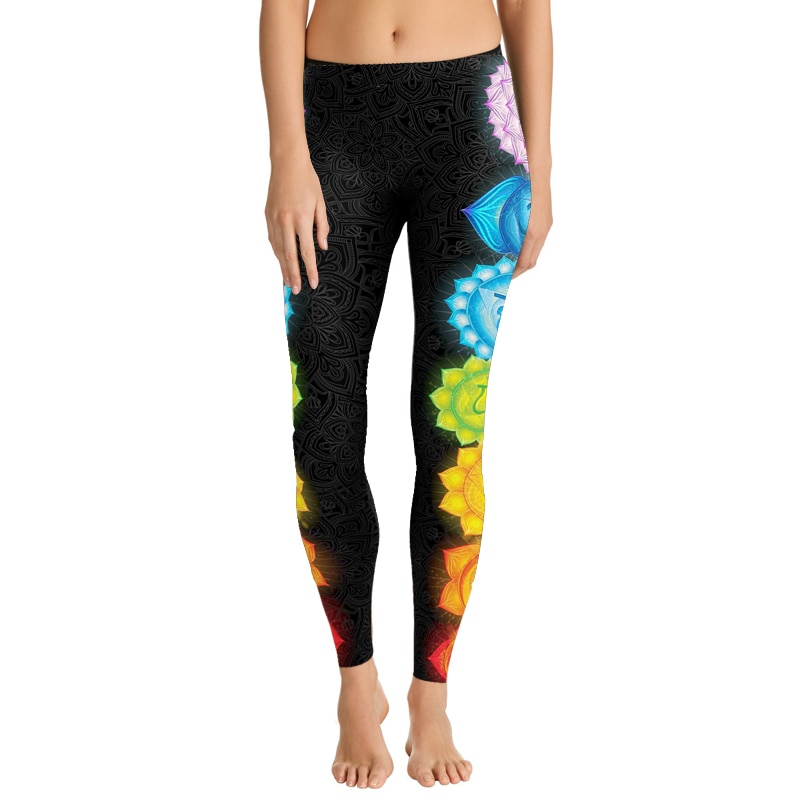 Jigerjoger vinter tykt stof egypten indisk stil lotus blomstret sort mandala leggings plus størrelse xl kvinder atletisk yoga bukser