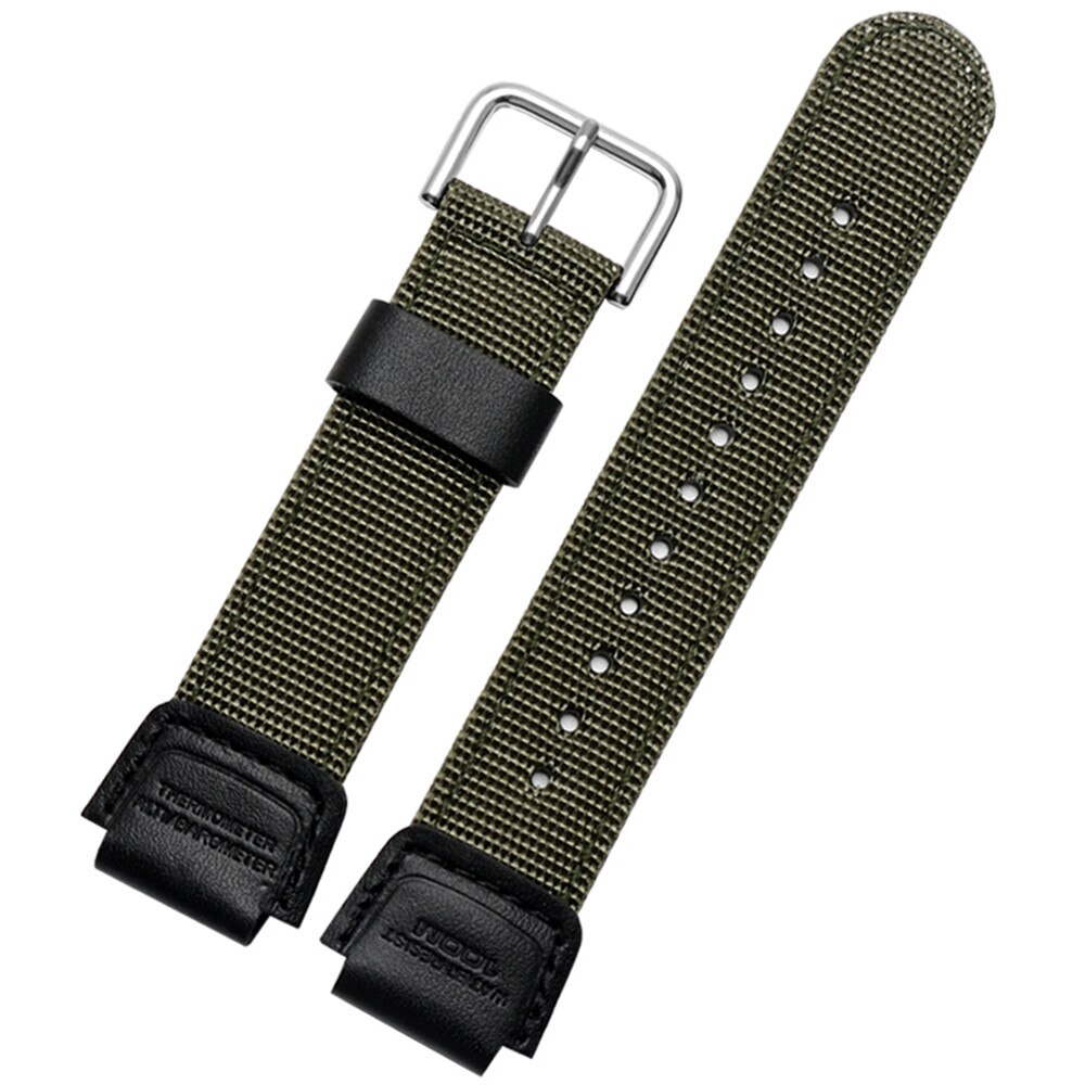 18mm Nylon Canvas Watch Strap for Casio SGW-300/400/500H W-735H W-S200H AE-1200/1000W AEQ-110W AQ-S810 Replacement Band Bracelet: Army green