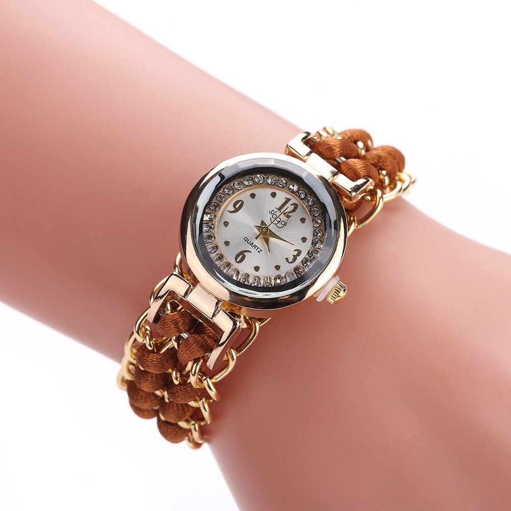 Watch Knitting Rope Chain Winding Analog Male Female Quartz Men Women's Watches Movement Wristwatch Bracelet Ladies Girls Clock: C