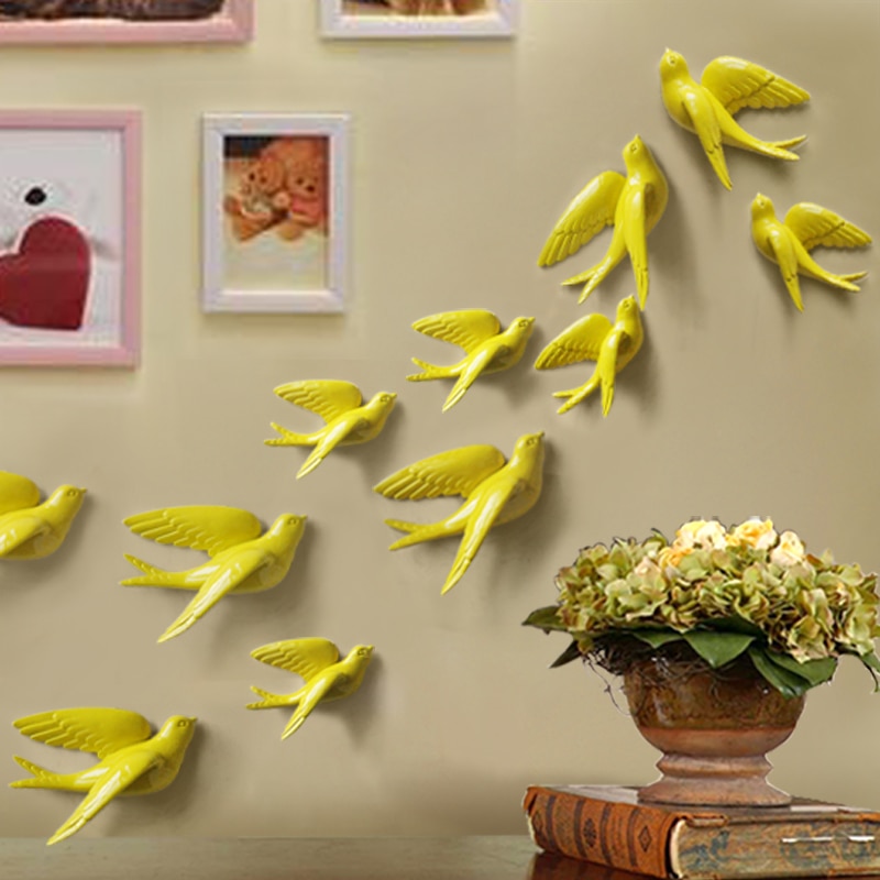 Muurstickers Swallow Home Decor Woonkamer Slaapkamer 3d Muurstickers Decoraties Ornamenten Hars Vogel Beeldje Standbeeld Op Muur