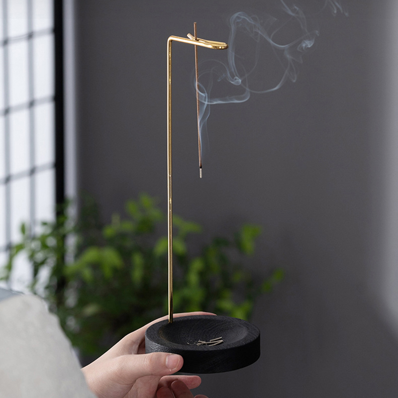 Quemador de incienso al revés , soporte para palitos de incienso, bandeja de incienso redonda de madera, adorno para dormitorio, manualidades de decoración de Yoga para el hogar