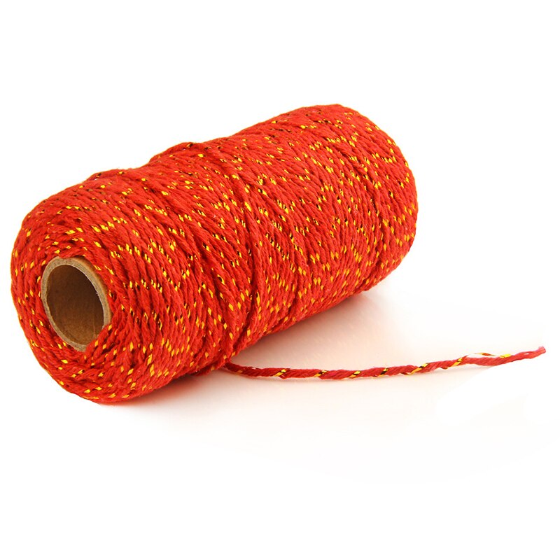 metallisch goldene Gold Silber Baumwolle Seil Bäcker Schnübetreffend für Handwerk Verpackung spulen bäcker Wicklung gestreift Hochzeit Dekoration: rot mit aureate