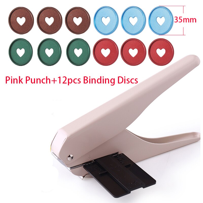 Metal Mushroom Hole Standard Punch T-shape Hole Book Punch Discs Binder Planner Binding Discs DIY Scrapbook Notebook Binder Ring: Pink Punch-Option 3