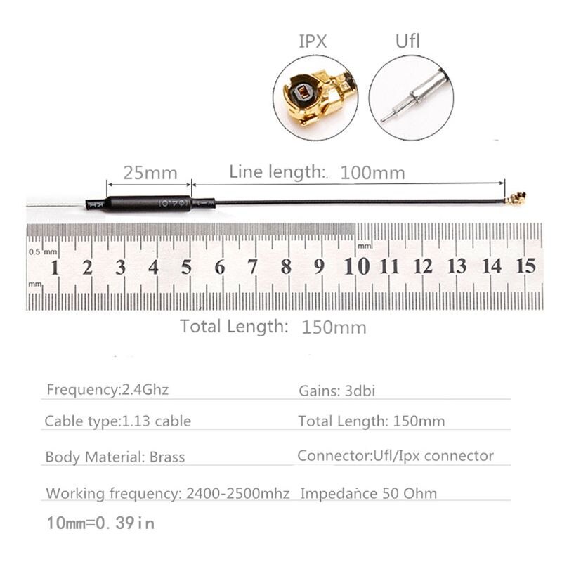 Ootdty 10 Stuks 2.4Ghz Wifi Antenne 3DBI Ipex Gelast Connector 15Cm Messing Innerlijke Antenne Wifi Antenne
