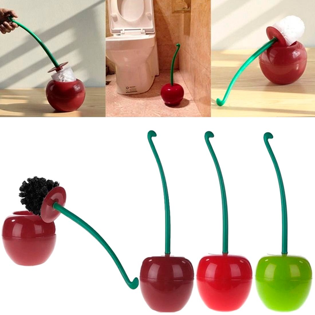 Nowa toaleta wc szczotka kreatywna urocza wiśnia kształt szczotka robić wc szczotka robić wc i zestaw świeczników ruszaj się wiśnia 380x130mm