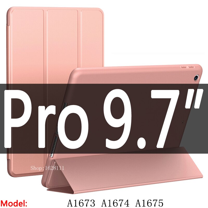 Enkelt for ipad pro 9.7 etui  / a1673 a1674 a1675,  mykt tpu skinn smart deksel for ipad 2/3/4 etui funda  a1460: Pro 9.7 rosa gull