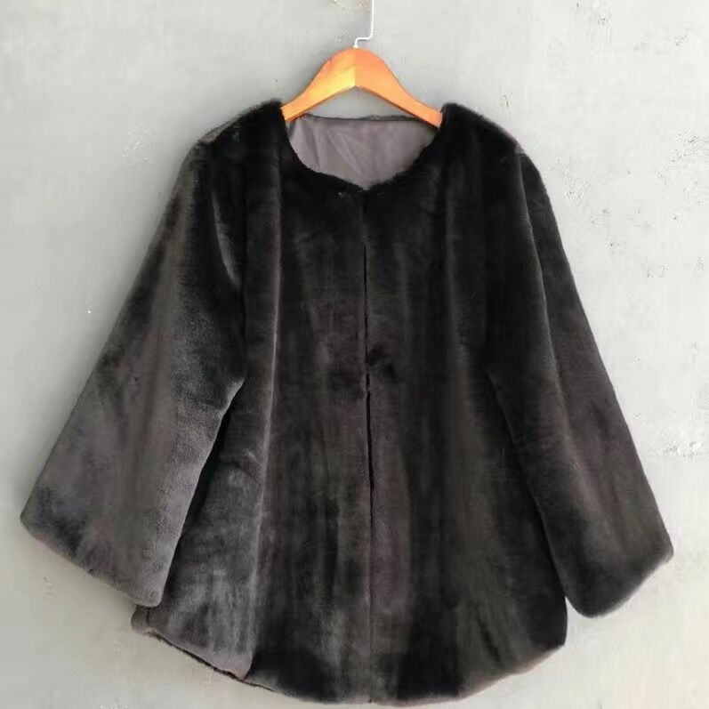 Abrigo de piel sintética para mujer, chaqueta de abrigo de pelo suave para mujer, abrigo de felpa informal, prendas de vestir de felpa F109, Otoño e Invierno: Negro