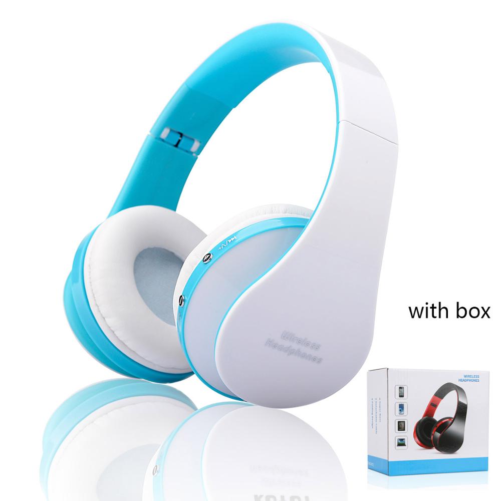 Wireless Bluetooth Headset Headphones Stereo Foldable Sport Earphone bluetooth earphone Microphone headset and earhook 2: Blue with box