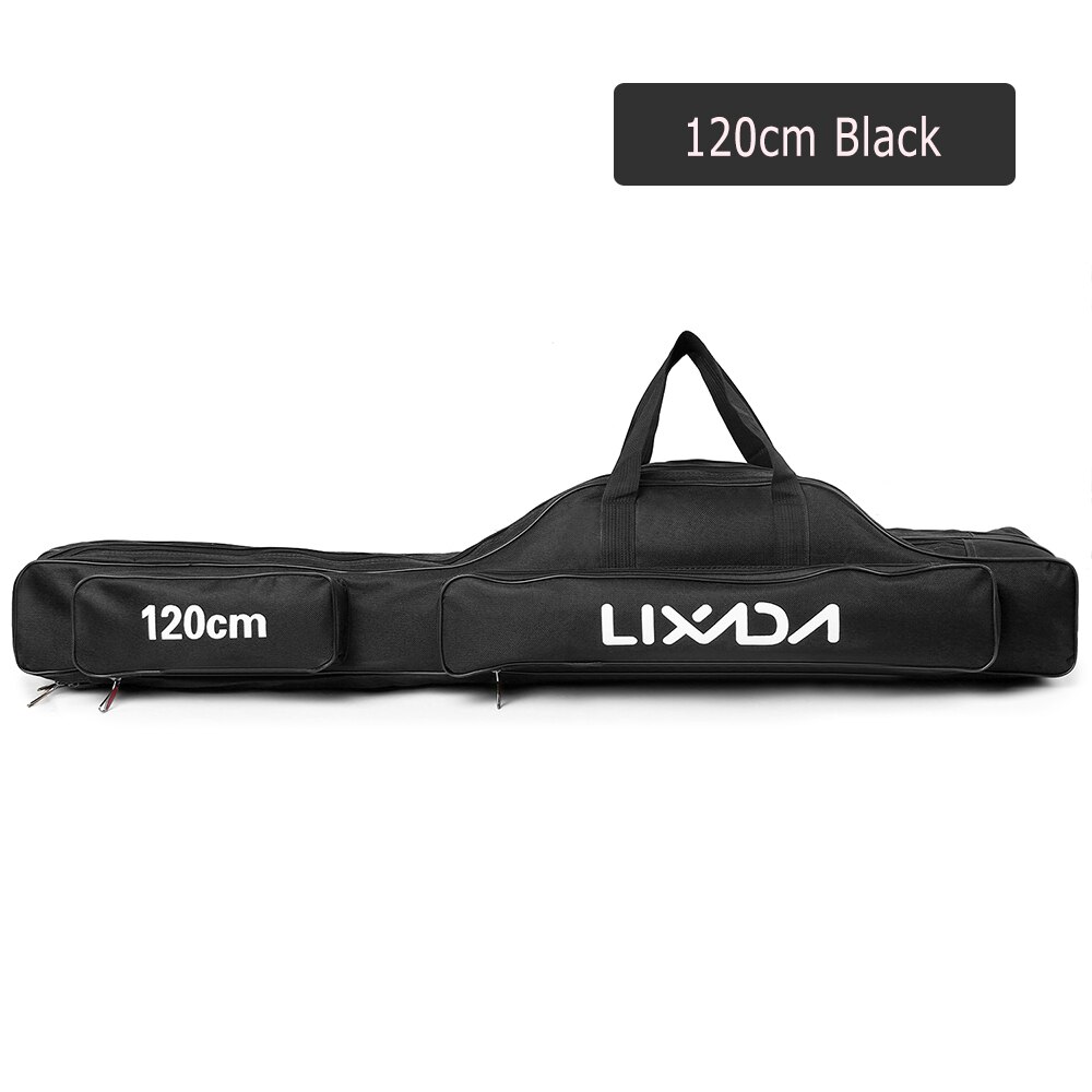 Lixada-bolsa para caña de pescar de 3 capas, caña de pescar portátil para estuche de transporte, carrete de pesca, bolsa de almacenamiento de hombro, 90cm/120cm/150cm: A 120cm Black