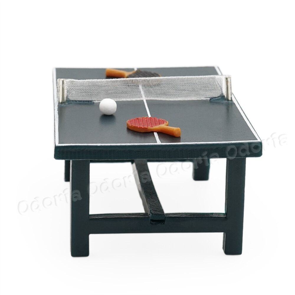 Odoria 1:24 Miniatuur Ping Pong Tafel Met Peddels En Ballen Poppenhuis Decoratie Accessoires