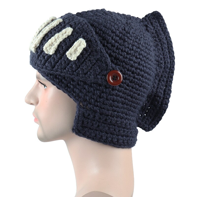 Roman Knight Knitted Hat Winter Gladiator Mask Hat Handmade Knitted Men Hat