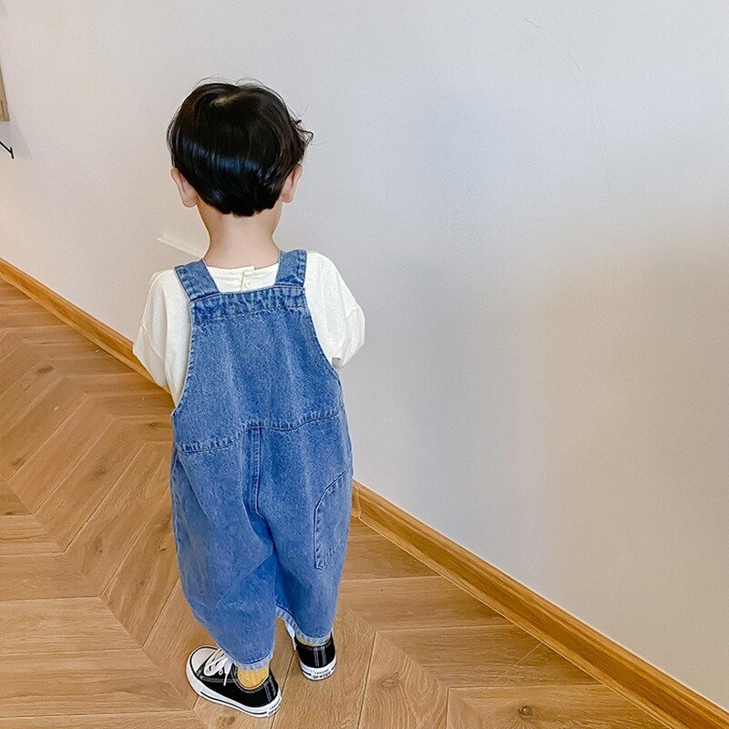 Efterårs overall løse afslappede bukser børne denim bukser baby pige jeans jump suit børn jeans