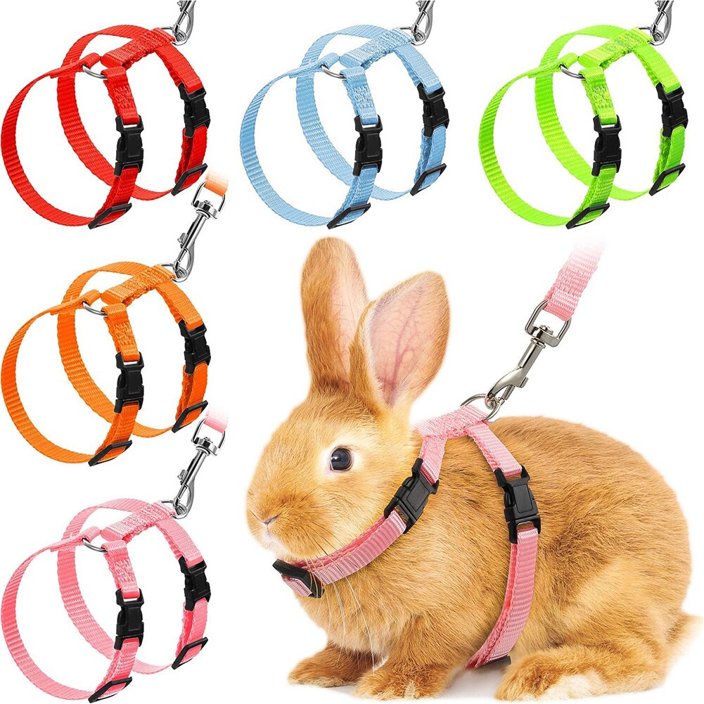 Polyester Adjustable 8shaped Soft Rabbit Harness Leash Guinea Pig Lead Rope Pet Chinchilla Leash Small Pet Traction Rope Running