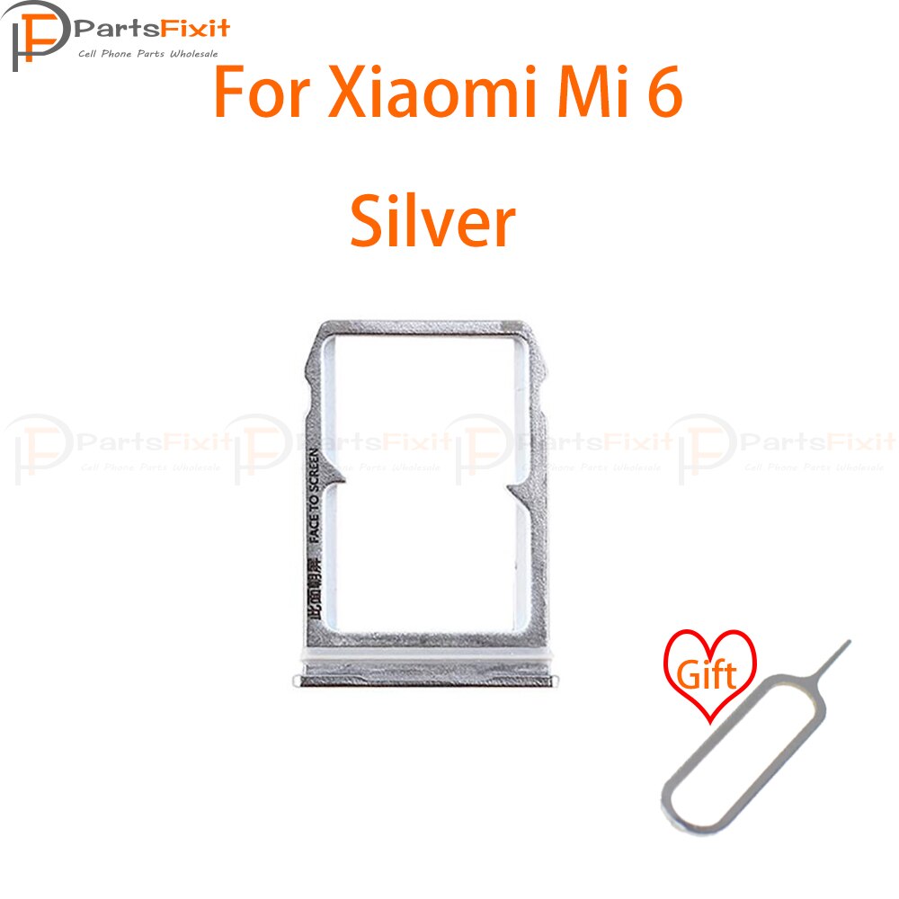Sim Kaart Lade Voor Mi6 Sim Card Slot Sim Kaarthouder Card Slot Adapter Voor Mi 6 Vervangende Onderdelen Met gratis Eject Pin: Silver