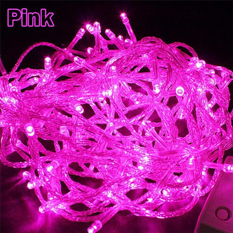 Kerst Guirlande LED Gordijn Ijspegel String Light 220V 10M 100Leds Indoor LED Party Garden Stage Outdoor decoratieve Licht: Pink