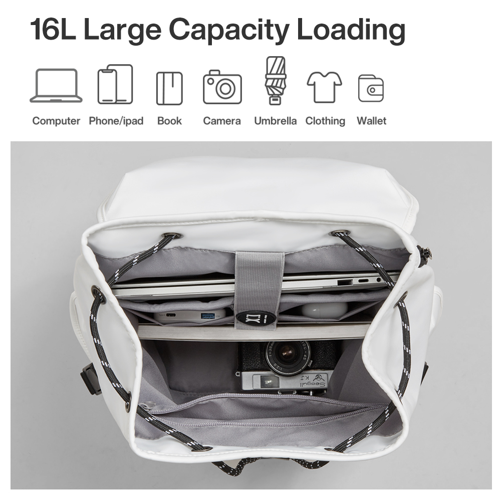 Mixi 16 ''Mochila para ordenador portátil Mujeres Hombres Impermeable Ligero Casual Weekender Bolsas de viaje Estudiantes universitarios Mochila 17 pulgadas Blanco