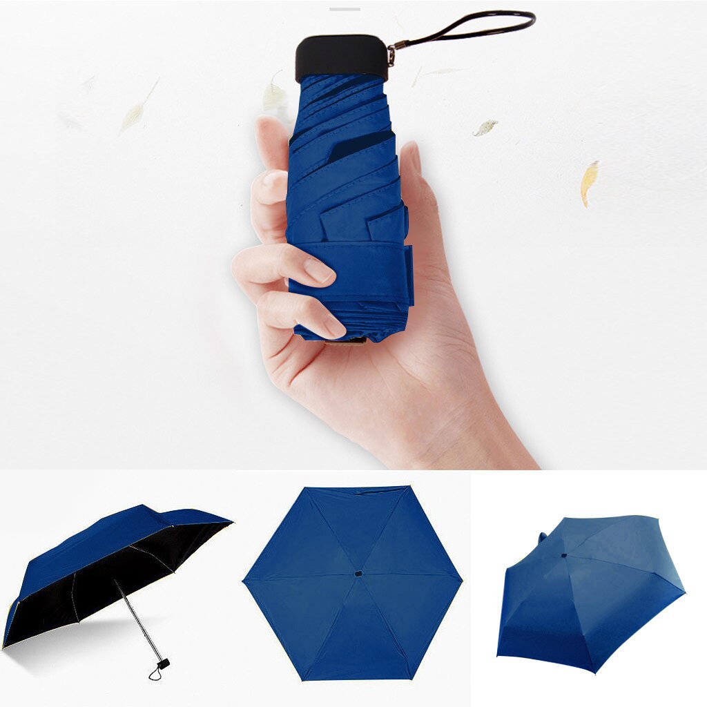Parasol flad letvægts paraply parasol foldning sun mini 5 foldning ultra let foldbar paraply uv beskyttelse: Flåde