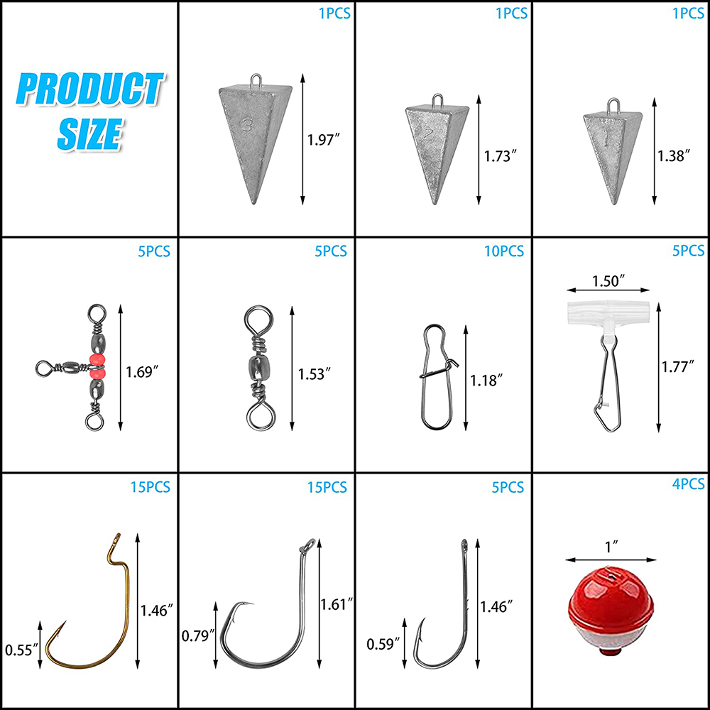 131pcs Fishing Tackle box Surf Fishing Lure Kit Carp Fishing Leader Rigs Saltwater Lure Fishing Hooks Swivel Hard Bait Set