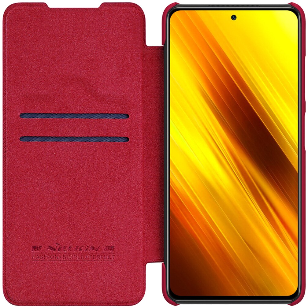 Nillkin – étui en cuir For Xiaomi Poco X3 NFC pour Xiaomi Poco X3 Pro, pochette pour cartes, portefeuille, housse de protection à rabat: For Poco X3 Pro / Red