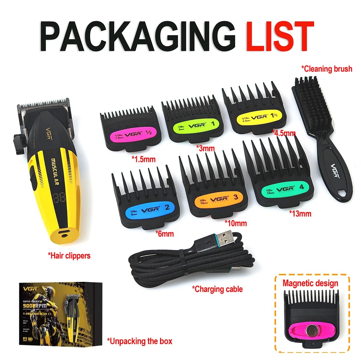 VGR Maszynka robić strzyżenia włosów Profesjonalna Trymer robić włosów 9000RPM Maszyna robić strzyżenia włosów Maszynki fryzjerskie Metalowe Elektryczne Trymer dla mężczyzn V-003 V-285