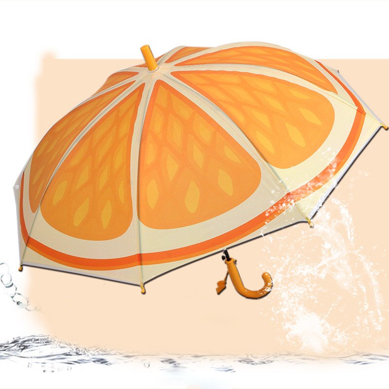 Frugt paraply dejlig nyhedsartikel barn solrig regnfuld paraply udendørs vindtæt stærk langhånds prinsesse prins paraply: Orange