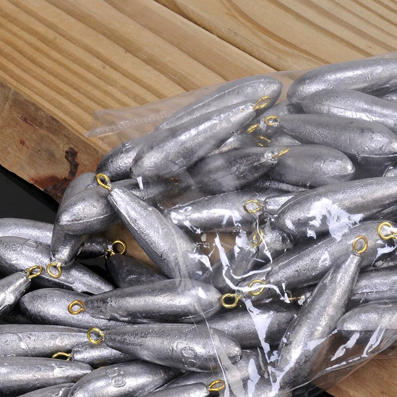 Plomo en forma de gota de agua, accesorios de pesca, 10g/15g/20g/30g/40g/ 50g, gotitas de agua, pesas de plomo, 5 unids/lote