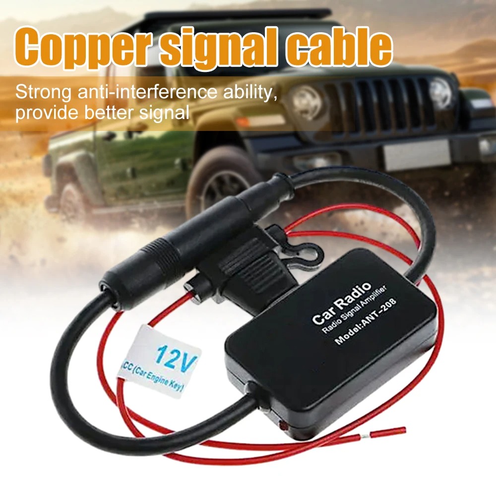 Auto rádio do carro antena fm amplificador de sinal ANT-208 dispositivo amplificador android player antena amplificador de sinal 12v fm/am carro a