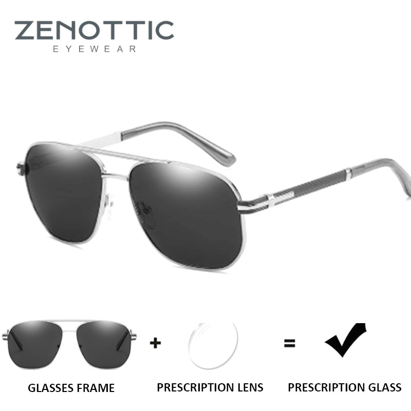 Zenottic Pilot solbriller med styrke menn  uv400 polariserte solbriller nærsynthet briller merke antirefleks solbriller til kjøringe