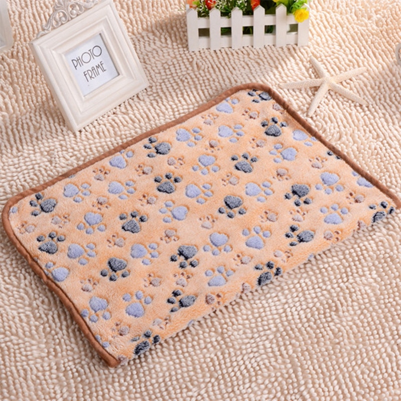 Couverture polaire douce pour chien, chat, chiot, motif floral mignon, 3 couleurs , 25 x 25cm , 40 x 60cm, 76 x 52cm, motif imprimé de pattes, tapis pour animaux de compagnie