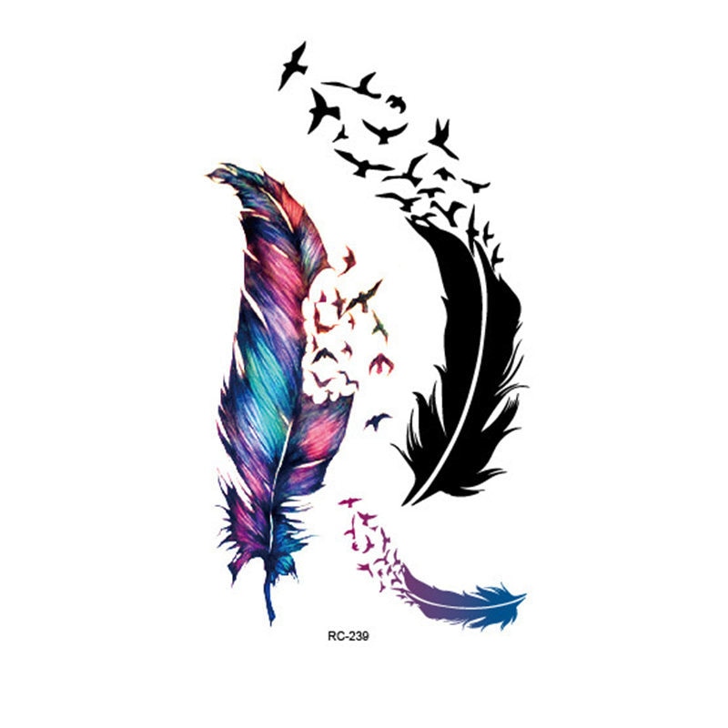 Arm Terug Tijdelijke Stickers Blauwe Veer Rose Bloem Vrouwelijke Mannen Paar Wegwerp Tattoo Stickers Mode Body Art