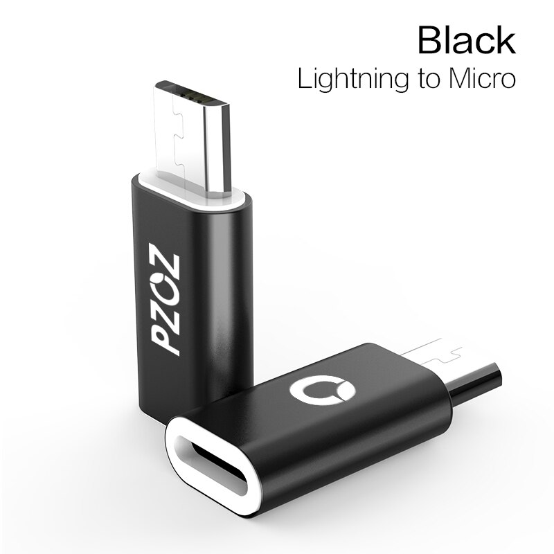 PZOZ Voor iPhone naar Type C-Adapter mi cro usb-kabel Converter Opladen voor xiao Mi redmi 5 plus 4x mi 8 A1 6 x oneplus usb-c OTG: Black to Micro