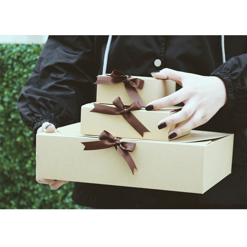 10pcs Kraft Paper Baking Cookies Box Packaging Packaging Box Birthday Weeding Custom Print Event Party Supplies Packaging