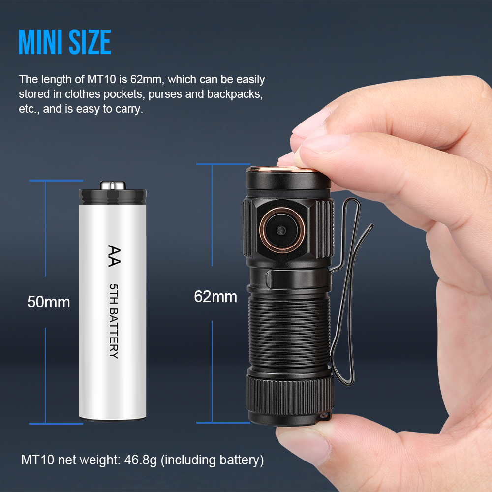 Trustfire MT10 linterna LED 1000 lúmenes tipo USB C recargable Mini 16340 batería antorcha IPX8 lámpara óptica MVB con cola magnética