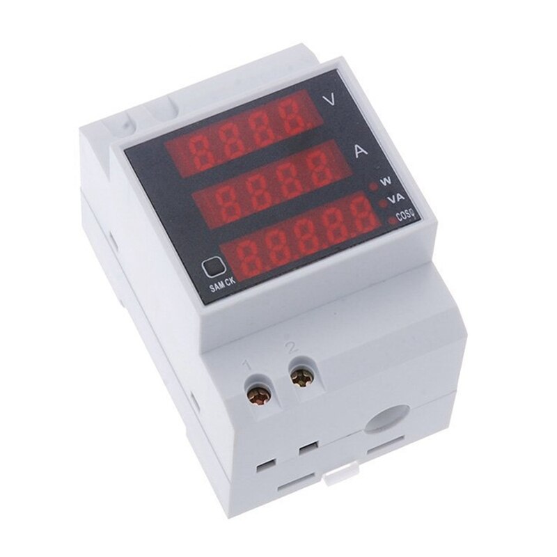 Multi-Functionele Digitale Huidige Din Rail Voedingsspanning Display Voltmeter Ampèremeter Meter Wit: Default Title