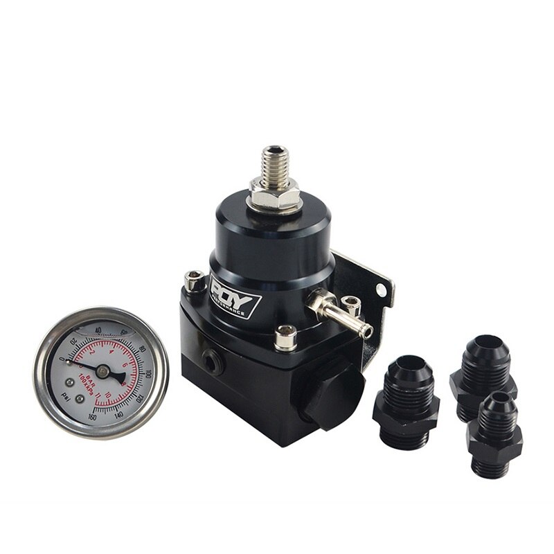 RESO--AN8 Fuel Regulator With boost -8AN 8/8/6 EFI Fuel Pressure Regulator With Gauge